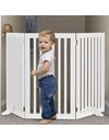 Relaxdays Wooden Safety Barrier, Adjustable Gate for Dogs & Children, Fireplace & Oven, 91.5x204.5 cm, White, MDF boards, 91.5 x 204.5 x 30 cm, 10027513_1089