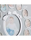 Relaxdays Nursery Picture Frame for 13, Month Aluminium Photo Calendar, 29 x 24 cm, Display Collage, Silver, 29 x 24 x 0.85 cm
