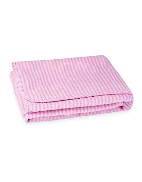 Julius Zollner Jacquard Comforter Cotton Blanket Size 75 x 100 cm Made in Germany 100% Cotton Oeko-Tex® Standard 100 Stripes Pink