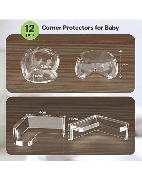 SUTOUG Silicone Self-Adhesive Table Edge Protectors, 2 Shapes, Protects Baby from Injury, Pack of 12