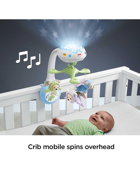Fisher-Price Butterfly Dreams 3-In-1 Projection Mobile - Soothing Baby Sleep Aid with 3 Audio Modes and Plush Bears | Musical Cot Mobile, Tabletop Projector and Stroller Toy | Newborn Baby Toys, CDN41