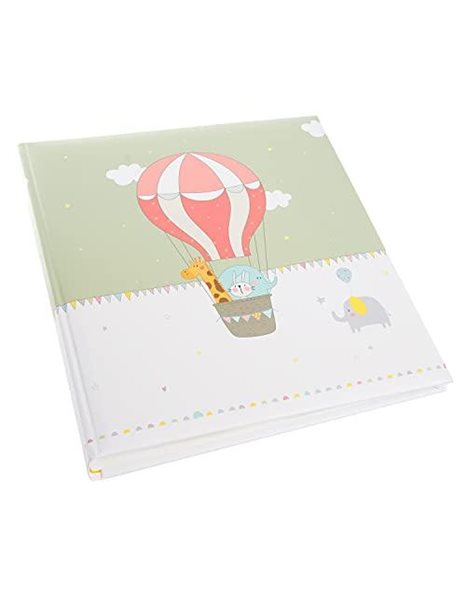 goldbuch balloon ride in child-friendly design, art print photo 60 white, parchment and 4 illustrated pages, baby album for gluing, Paper, ca. 30 x 31 x 4 cm