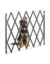 Relaxdays Safety Gate, Barrier, Width Extendable up to 130 cm, 87.5-100 cm high, Bamboo, Stair & Door Dog Guard, Black, 90% 10% Iron