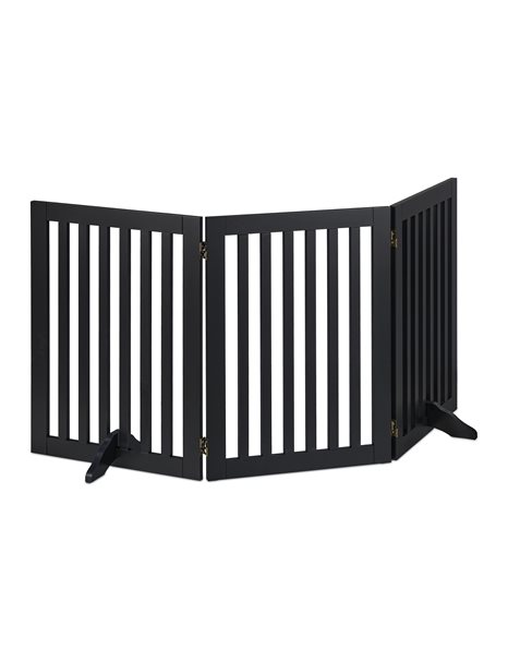 Relaxdays Safety Gate for Children & Pets, with Feet and Floor Protectors, Free-Standing Barrier, 92 x 154 cm, Black