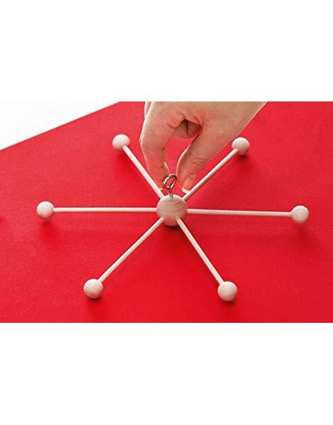 folia 2280 Wooden Star with 6 arms to Clip Together with Metal Hooks for Hanging, Diameter Approx. 22 cm, Ideal for DIY mobiles, Wood