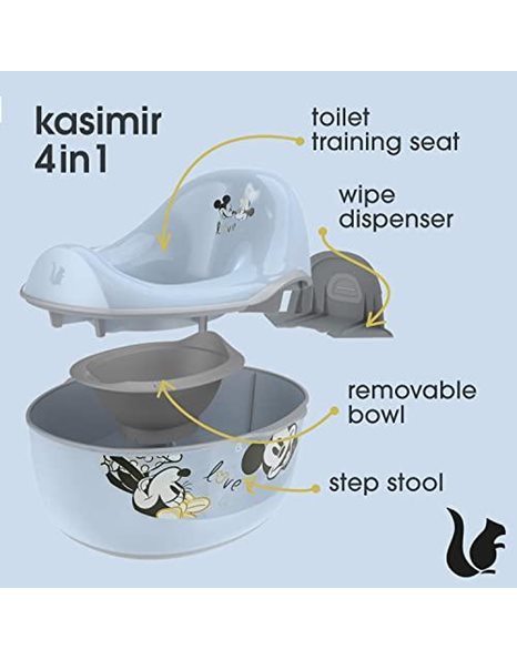 keeeper Mickey Baby Potty deluxe 4-in-1, Potty + toilet seat + stool + wet wipe dispenser, From approx 18 months to approx 4 years, Casimir, Blue
