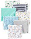 Simple Joys by Carters Baby 7-Pack Flannel Receiving Blankets, Mint Green/Blue/White, One Size (Pack of 7)