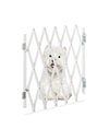 Relaxdays Safety Gate, Dog Barrier, Extendable up to 96 cm, 48.5-60 cm high, Bamboo & Iron, Stairs & Doors Guard, White