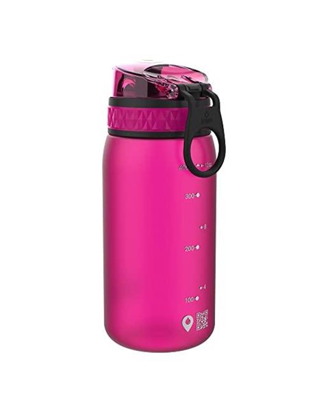 Ion8 Kids Water Bottle, 350 ml/12 oz, Leak Proof, Easy to Open, Secure Lock, Dishwasher Safe, BPA Free, Carry Handle, Hygienic Flip Cover, Easy Clean, Odour Free, Carbon Neutral, Hot Pink