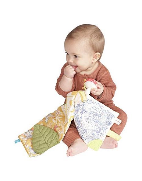 Manhattan Toy 161210 Deer One Soft Activity Crinkle Book & Fold Out Pat Mat for Baby and Toddler with Squeaker, Discovery Mirror and Teether, Multicolour,Medium