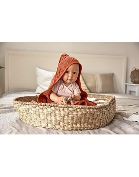 LASSIG Childrens Hooded Towel Cotton 90 x 90 cm / Muslin Hooded Towel