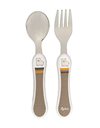 SIGIKID HoniBoniBear 25188 Childrens Cutlery Set for Girls and Boys Fork and Spoon Recommended from Birth Taupe/White