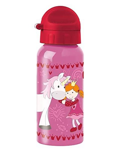 Sigikid Pinky Queeny Stainless Steel Water Bottle, Leak-Proof, BPA-Free, Durable, Lightweight, Screw Cap, Easy to Clean, for Children 3-8 Years, Item No. 25288, Unicorn/Pink-Red 400 ml