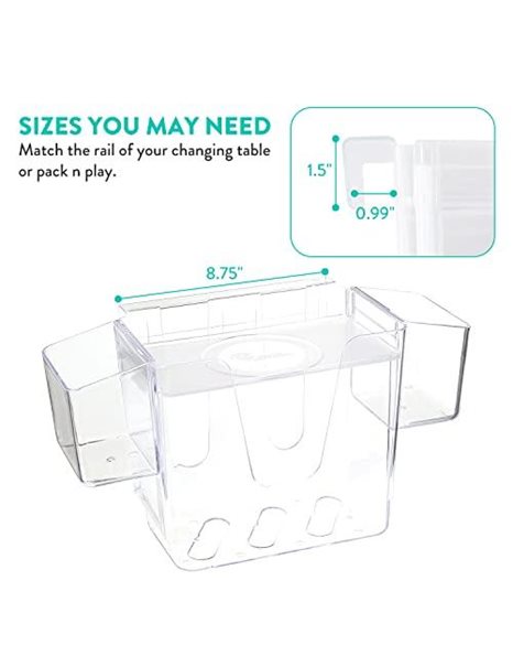 Prince Lionheart Nappy Depot | Hangs On Changing Table | Nappy Changing Accessory | Clear The Clutter | Organiser | Tray & Side Compartments | Holds 18 Large Nappies & Changing Essentials