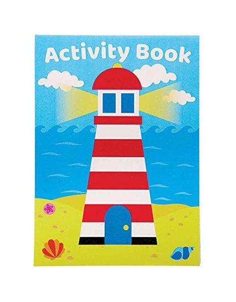 Baker Ross FC959 Seaside Mini Activity Books for Kids - Pack of 12, Entertaining Travel Activities, Party Favours, and Colouring Books for Children
