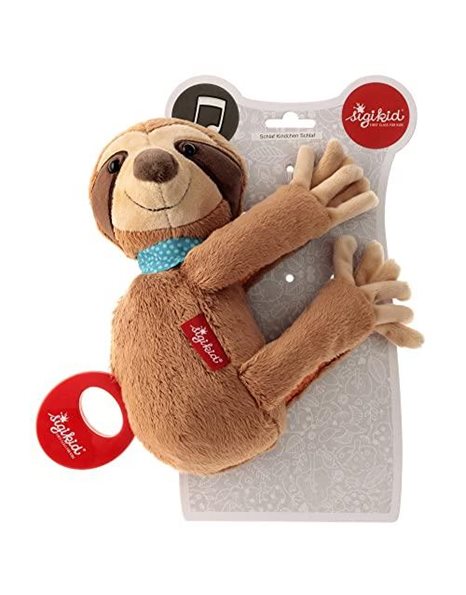 Sigikid, 42417 Sloth Hanging Toy Clock with Interchangeable Musical Mechanism, Baby Toy, Recommended from 0 Months, Brown, 42417