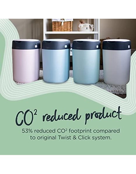 Tommee Tippee Twist and Click Advanced Nappy Bin Refill Cassettes, Sustainably Sourced Antibacterial GREENFILM, Pack of 12