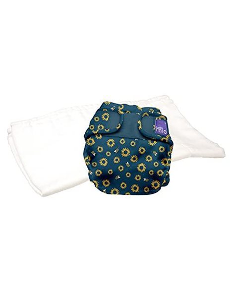 Bambino Mio, Mioduo Two-Piece Reusable Eco Chemical Free Nappy, Sunflower Power, Size 1 (<9Kgs)