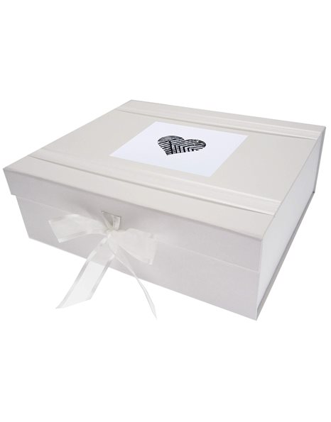 White Cotton Cards Alphabetics, Large Keepsake Box, Grey Heart, White Board, Multi-Colour, 27.2 x 32 x 11 cm