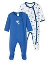 Schiesser Baby Boys 2PACK Anzug mit Fu? Toddler Sleepers, Blau wei? gemixt, 56