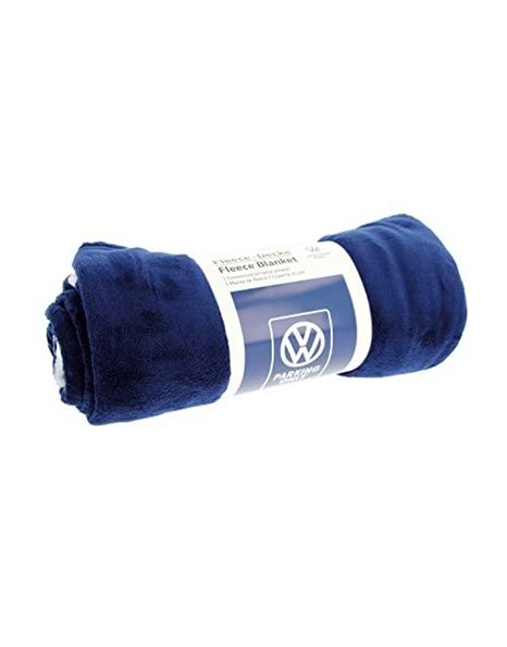 BRISA VW CollectioBRISA VW Collection Volkswagen Soft Cuddly fluffy Fleece Blanket throw in T1 Bus & Beetle Design (150x200 cm/59x78.7 in.) (Parking Only/Blue)