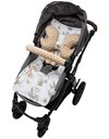 Medi Partners Universal Seat Cover for Pushchairs and Buggies Seat Cover Pushchair Seat Cover 5 Pieces Belt Pad + Play Arch Plush Cotton (Safari with Beige Plush)