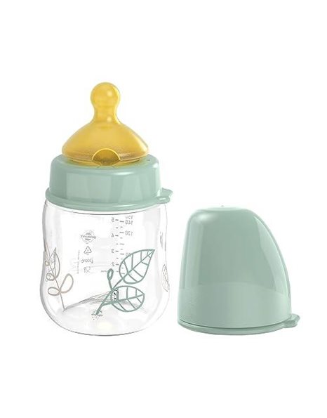 nip Cherry Green Wide Neck Bottle 150 ml, Sustainable, Cherry-Shaped Teat Natural Latex, Anti-Colic, from Birth, Also for Breastfeeding, Colour Turquoise