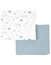 Simple Joys by Carters Baby 2-Pack Cotton Gauze Blanket, Sage Green/White Elephant, One Size