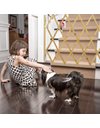 Relaxdays Retractable Dog Gate, Wooden Pet Barrier for Door & Stairs, Extendable Width max. 116.5cm, H: 82.5cm, Natural, bamboo, metal, Pack of 1