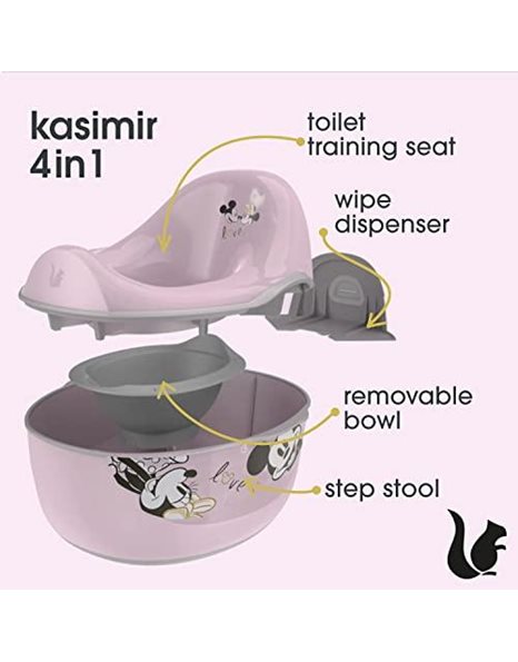 keeeper Minnie Baby Potty deluxe 4-in-1, Potty + toilet seat + stool + wet wipe dispenser, From approx 18 months to approx 4 years, Casimir, Pink