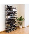 Relaxdays XXL Shoe Shelf For 50 Pairs of Shoes, 175.5 x 100 x 29 cm, Fabric and Metal, 10-Shelves, Black