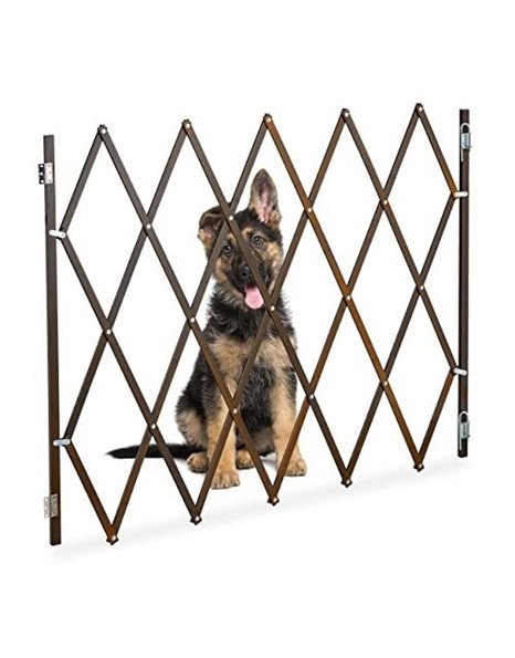 Relaxdays Safety Gate, Dog Barrier, Width Extendable up to 130 cm, 87.5-100 cm High, Bamboo, Stair & Door Guard, Brown