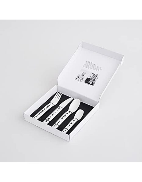 Design Letters tritan Cutlery for Baby and Kids, 4 pcs. (White) - BPA-Free, BPS-Free and EA-Free, with A-Z Alphabet Print, Drop-Safe, Dishwasher Safe