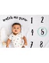 Little Pear Baby Milestone Blanket, Gender-Neutral Baby Monthly Growth Chart, Baby Milestone Photo Background, Gift for New and Expecting Parents, Black and White