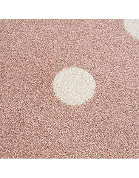 Fashion4Home Childrens Rug Dots | Polka Dots | Rug for Childrens Room | Beige Blue Pink | Non-Toxic Nursery Rugs
