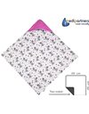 Medi Partners Swaddling Blanket 100% Cotton 85x85cm Double-Sided Multifunctional Plush Blanket With a hood for Pushchairs Soft Fluffy (Teddybar with dark pink Plush)
