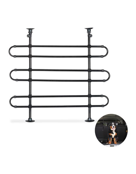 Relaxdays Dog Guard for Cars, to Clamp, Universal Safety Barrier, Adjustable Height & Width, Black