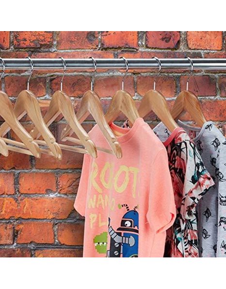 Relaxdays Kids’ Hangers Set of 20, Pants Rail, Shirt, 360 Swivel Hooks, Girls, Boys, Wooden, Natural