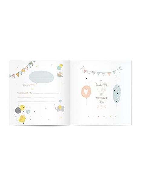goldbuch balloon ride in child-friendly design, art print photo 60 white, parchment and 4 illustrated pages, baby album for gluing, Paper, ca. 30 x 31 x 4 cm