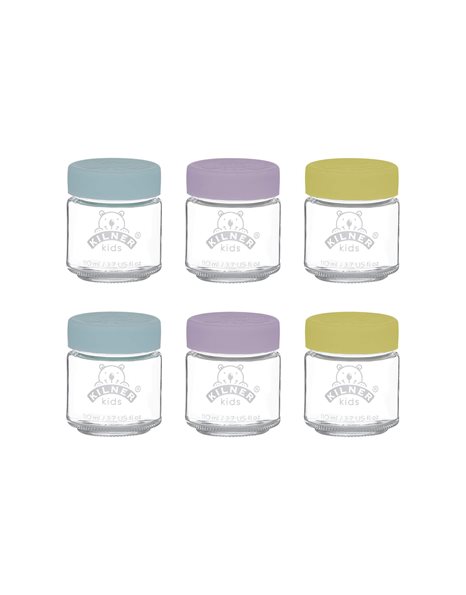 Kilner Kids 110 Millilitre Set of 6 Glass Jars, Yellow/Purple
