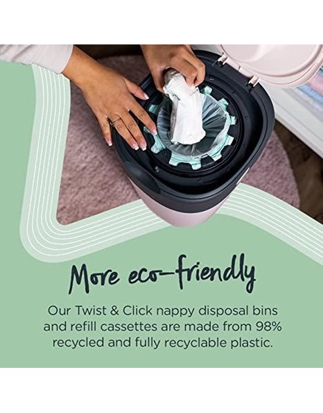 Tommee Tippee Twist and Click Advanced Nappy Bin Refill Cassettes, Sustainably Sourced Antibacterial GREENFILM, Pack of 12