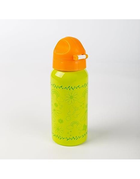 SIGIKID Florentine stainless steel drinking bottle, leak-proof, BPA-free, robust, lightweight, screw cap disassembled, easy to clean, for children 3-8 years, item no. 25287, fairy/green-orange, 400 ml