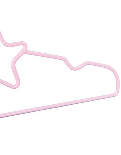 Relaxdays Children’s Bow Star Hangers Set of 10, Compart Wire Holders, PVC-Coating, Light Pink, 18.5 x 29.8 x 0.5 cm