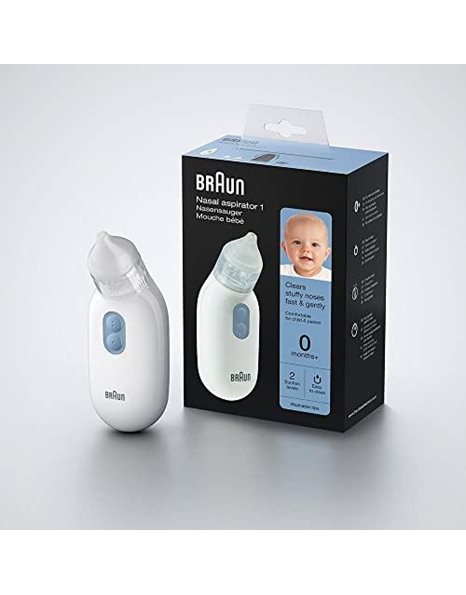 Braun Nasal aspirator 1 | Mucus Remover | Blocked Nose Relief | Electric Suction Power | Two Suction Levels | Newborn, Baby, and Child Friendly | Dishwasher Safe | BNA100EU