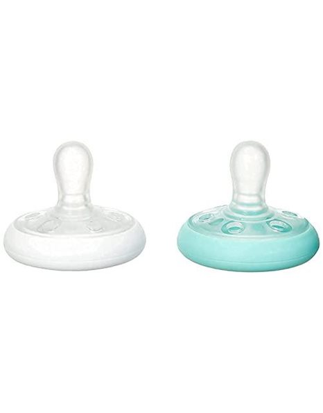 Tommee Tippee Breast-Like Soother, Skin-Like Texture, Symmetrical Orthodontic Design, BPA-Free, 6-18m, Pack of 2 Dummies