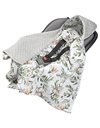 Medi Partners Swaddling Blanket 100% Cotton 85x85cm Double-Sided Multifunctional Plush Blanket With a hood for Pushchairs Soft Fluffy (Deer in leaves with grey Plush)