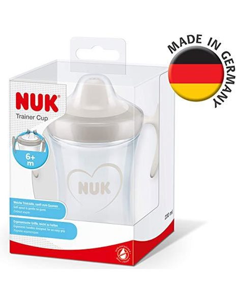 NUK Trainer Cup Sippy Cup | Leak-Proof Soft Drinking Spout | 6+ Months | BPA-Free | 230ml | Hearts (Neutral)