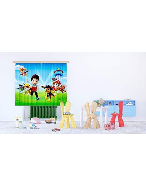 AG DESIGN Paw Patrol Underwater Curtains for Childrens Room, 2 Pieces, Multi-Colour, 180 x 160 cm