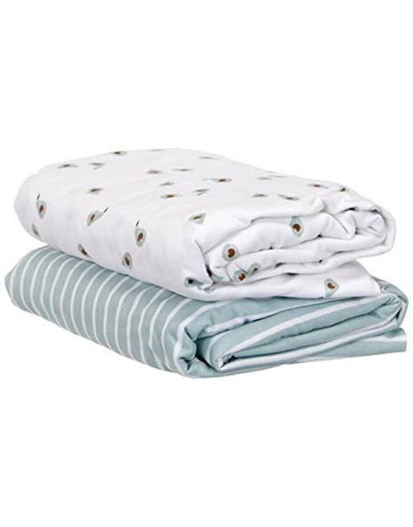 Simple Joys by Carters Baby 2-Pack Cotton Crib Sheets Infant and Toddler Costumes, Stripes/Avocados, One Size (Pack of 2)