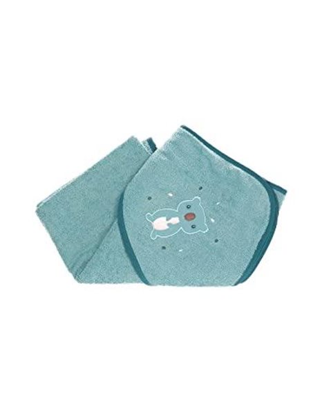 Sterntaler Baby Unisex Bath Towel Baby GOTS Kalla - Bath Poncho Baby Hooded Towel Bath Towel Children with Koala Motif - Organic - Mottled Blue